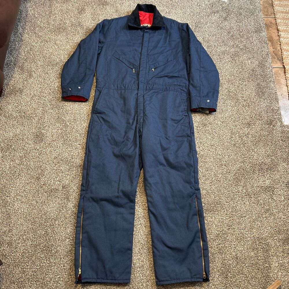 Vintage Walls Blizzard Pruf Coveralls Mens XL 46-48 Blue Insulated USA Made